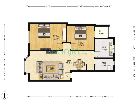 南苑小区 2室1厅1卫 110平方
