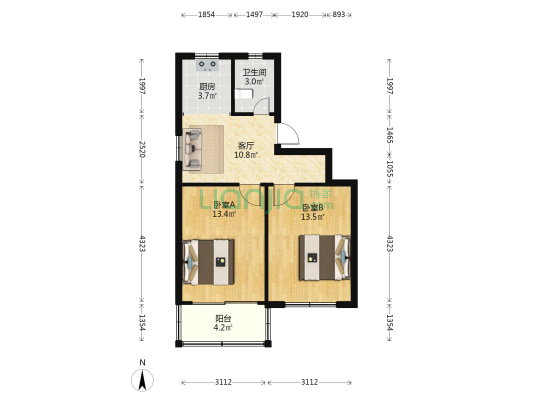 环北一村 2室1厅1卫 67平方