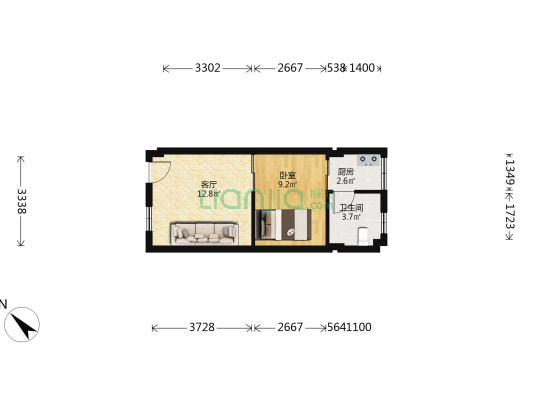 翠怡苑 1室1厅1卫 35平方
