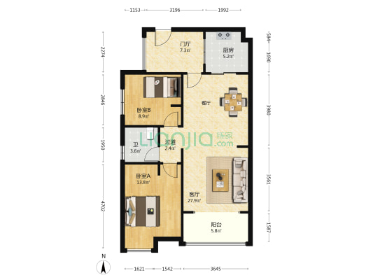 蓝润天府MIC 2室1厅1卫 90平方