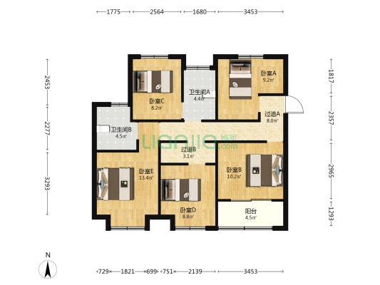 辰吉嘉苑 5室0厅2卫 101平方