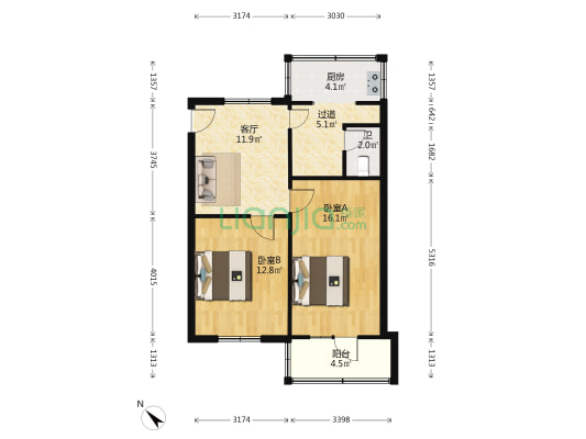 建新东路141号 2室1厅1卫 68平方