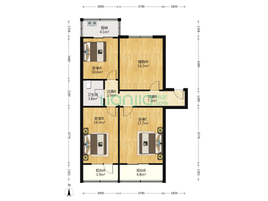 国税局家属院 3室0厅1卫 103平方