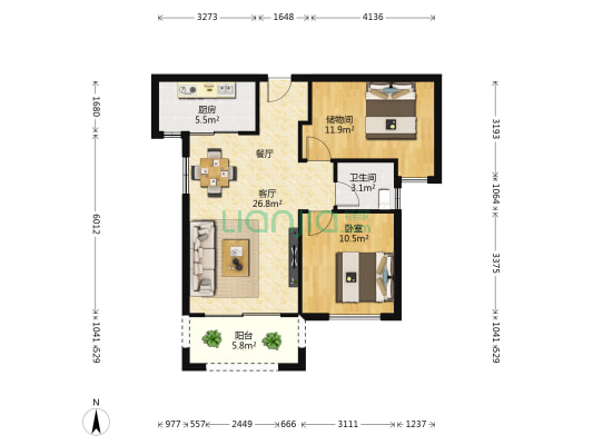 特房银溪墅府温尼花园 1室1厅1卫 84平方