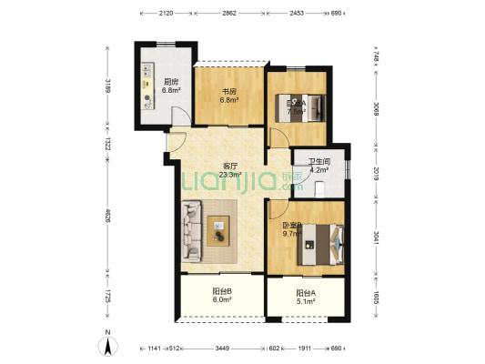 卓兴澜庭 3室1厅1卫 80平方