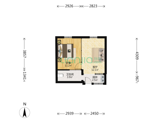 方砖厂胡同 1室1厅1卫 32平方