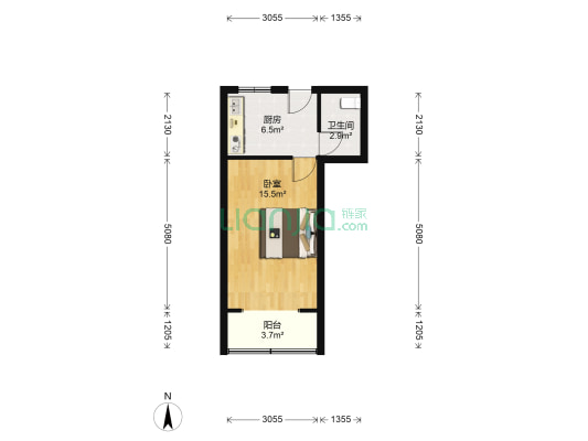 上南十二村 1室0厅1卫 37平方