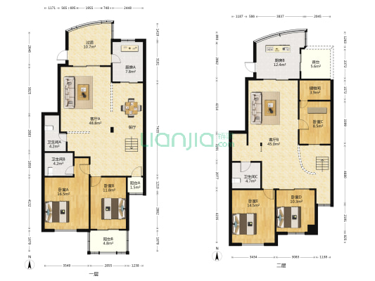 塞纳阳光 5室2厅3卫 127平方