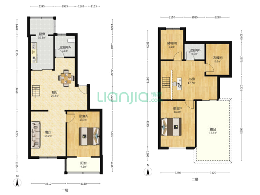 国华园 3室2厅2卫 118平方