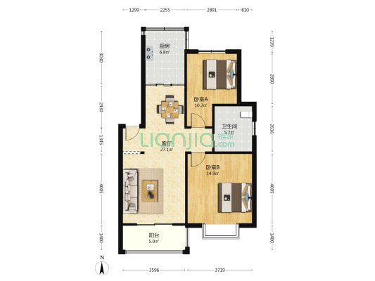 蓬莱花园 2室1厅1卫 83平方