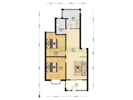 金桂园 2室1厅1卫 88平方
