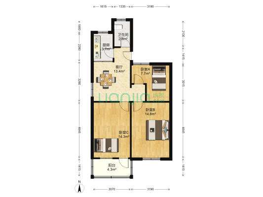南浩街75号 3室1厅1卫 76平方