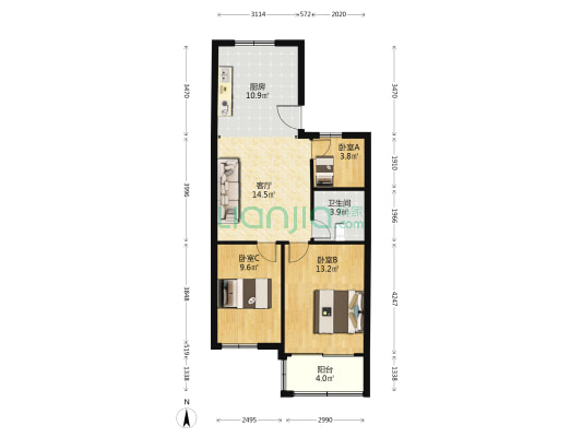 月樂錦園 3室1厅1卫 76平方