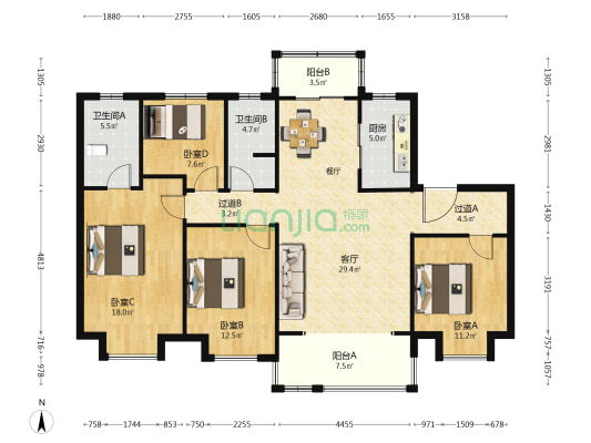 碧桂园 4室1厅2卫 139平方