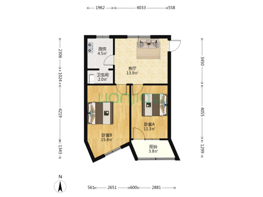 华林路259号 2室1厅1卫 60平方