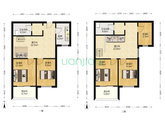 新安嘉苑 5室2厅2卫 161平方