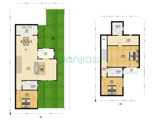 孔雀城六期叠翠园 3室1厅3卫 193平方