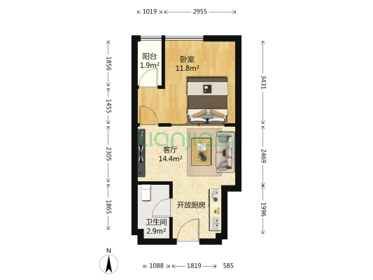 中驰商都 1室1厅1卫 42平方