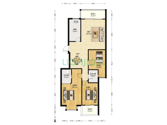 武夷嘉园 3室1厅2卫 123平方