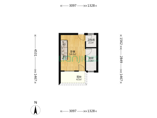 双莲寺街 1室0厅1卫 30平方