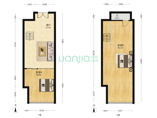 金融城一期 2室1厅1卫 70平方
