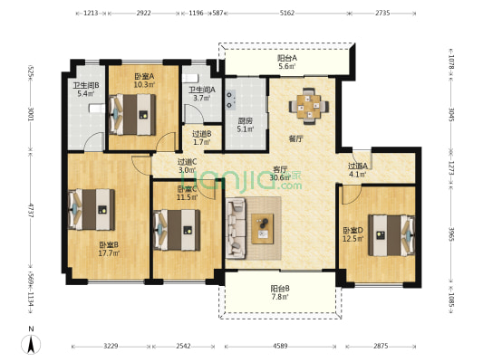 碧桂园云麓半山 4室1厅2卫 157平方
