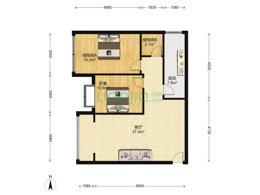 上城 1室1厅0卫 84平方