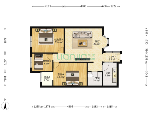 东雅苑 1室1厅1卫 96平方