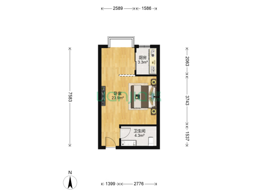 中国临潼石油生活城 1室0厅1卫 43平方
