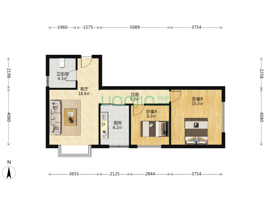 安宁堡家园东区 2室1厅1卫 83平方