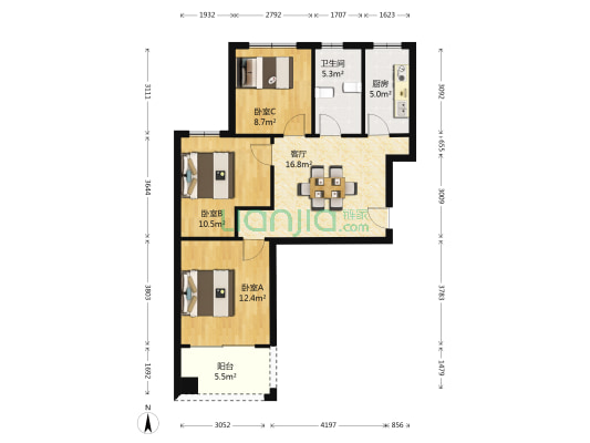 和谐嘉园南苑 3室1厅1卫 88平方