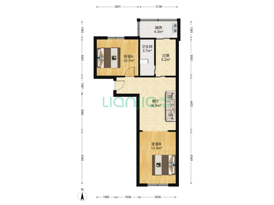 有机合成宿舍 2室1厅1卫 67平方