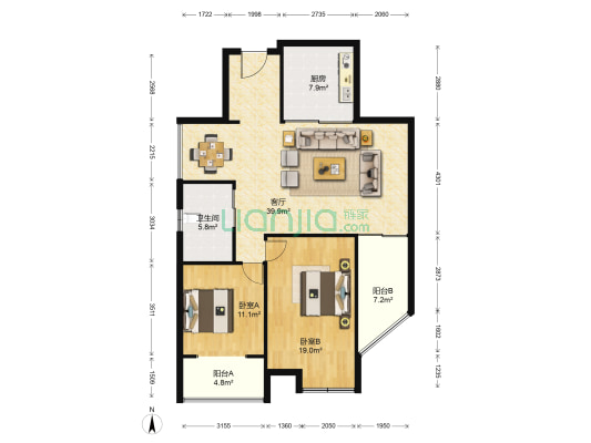 小康人家三期 2室1厅1卫 121平方