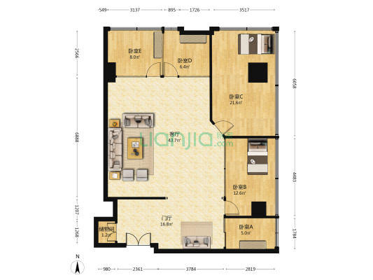 招银大厦 5室1厅0卫 183平方