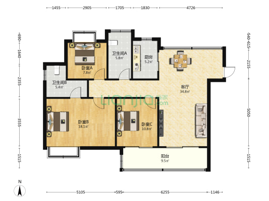 保利·浅海 3室1厅2卫 121平方