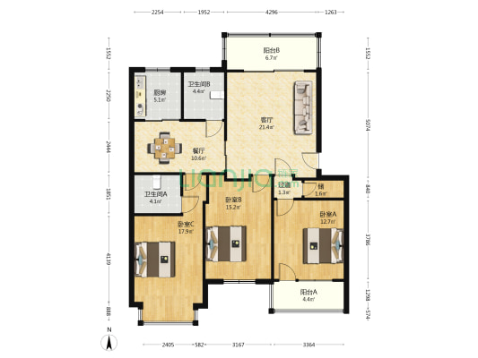 诚鸿家园 3室2厅2卫 123平方