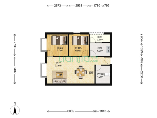 润城第一大道 2室1厅1卫 75平方
