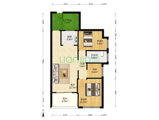 德洲中心城 3室1厅1卫 85平方