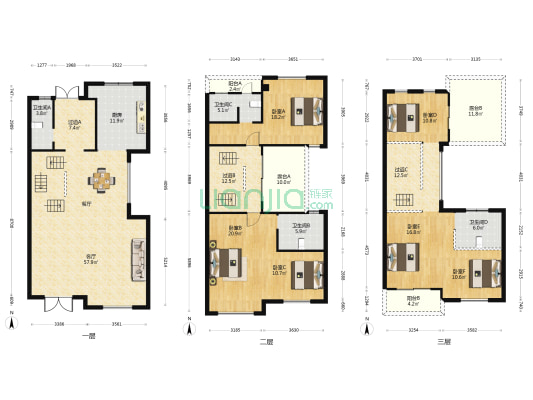 绿地翠谷 6室1厅4卫 364平方