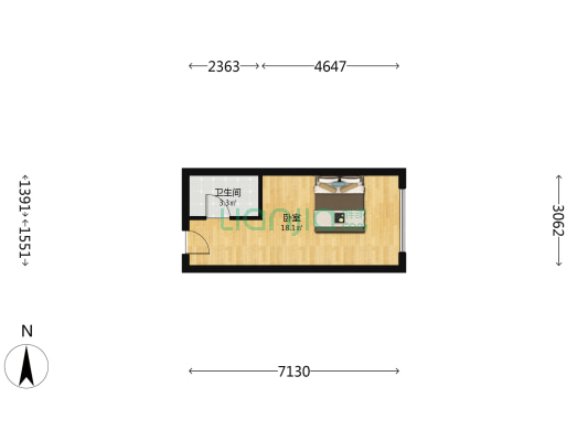 五象世茂中心 1室0厅1卫 36平方
