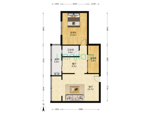 省建五公司 2室2厅1卫 68平方