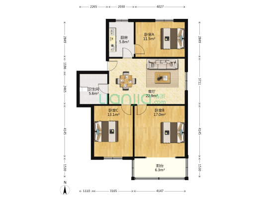 南大街 3室1厅1卫 99平方
