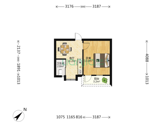 龙胜街 1室1厅1卫 33平方
