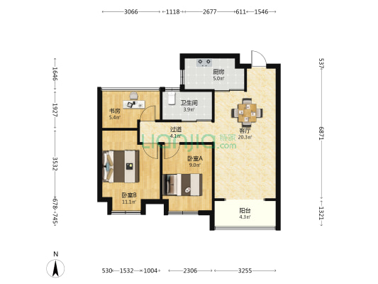 保利和光城樾 3室1厅1卫 84平方