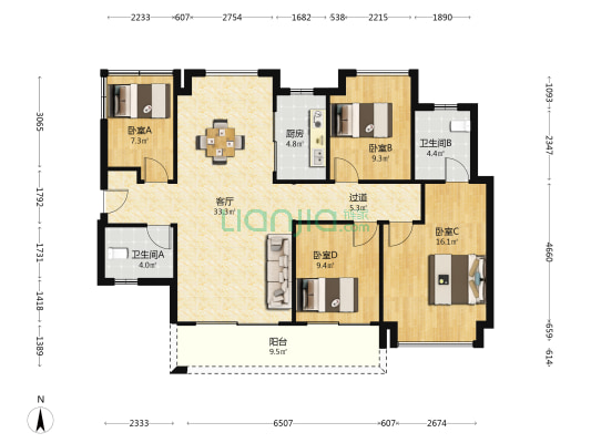 惠阳雅居乐花园二期 4室1厅2卫 126平方