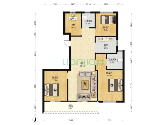 首开螺洲温泉小镇 4室1厅2卫 111平方