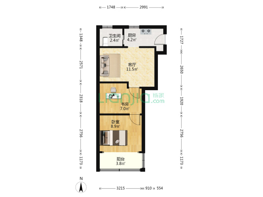 供销三村 2室1厅1卫 44平方