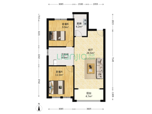 三一新境界 2室1厅1卫 86平方