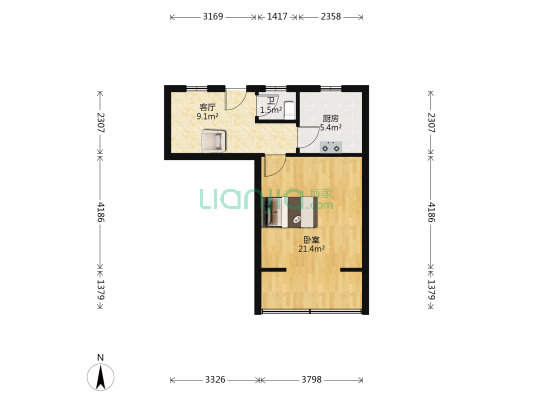 中药厂小区 1室1厅1卫 46平方