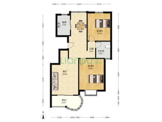 锦辉豪居 2室2厅1卫 99平方